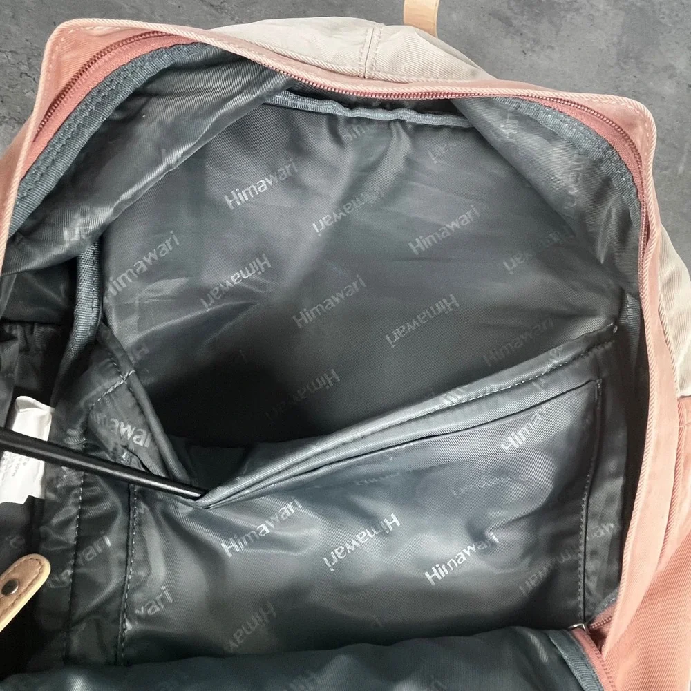 Himawari Travel Backpack Pink Beige‎ Nylon Multi Pocket School Laptop Bag